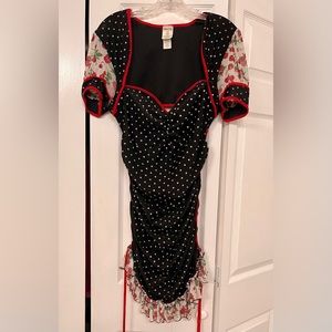 Vintage polka dot Cherry Pin-up Halloween costume dress L-XL